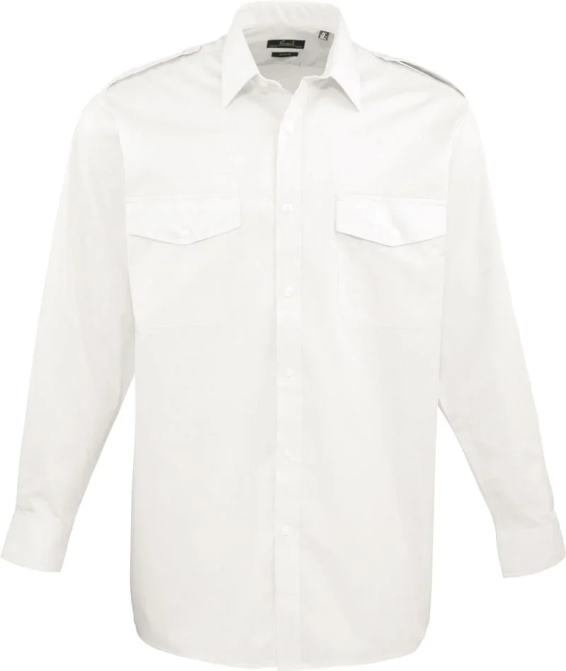 Premier PR 210 – Piloten Hemd langarm – White