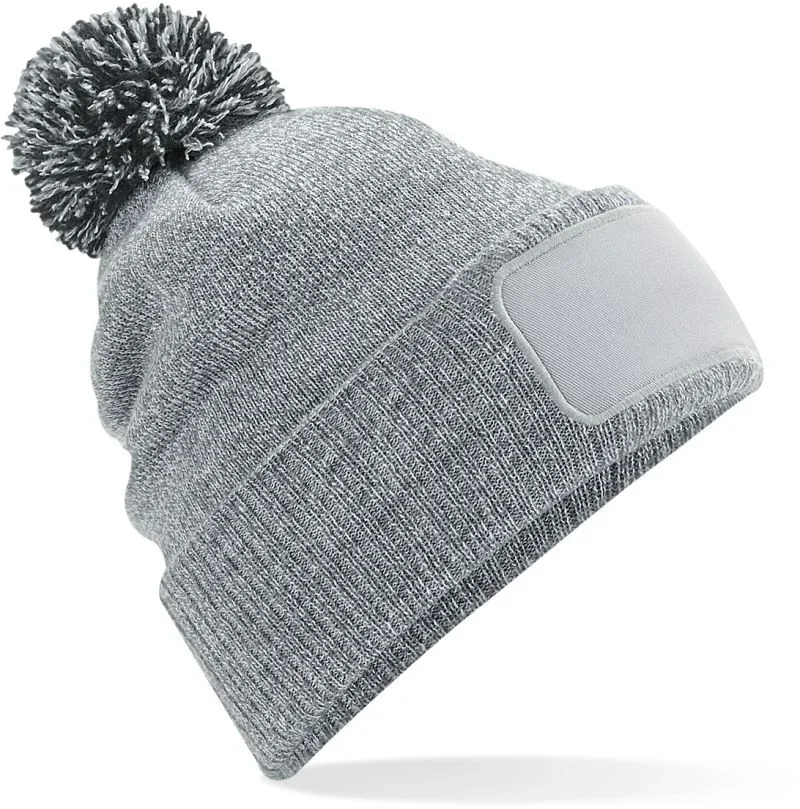 Beechfield B 443 – Snowstar® Patch Beanie – Heather Grey/Black