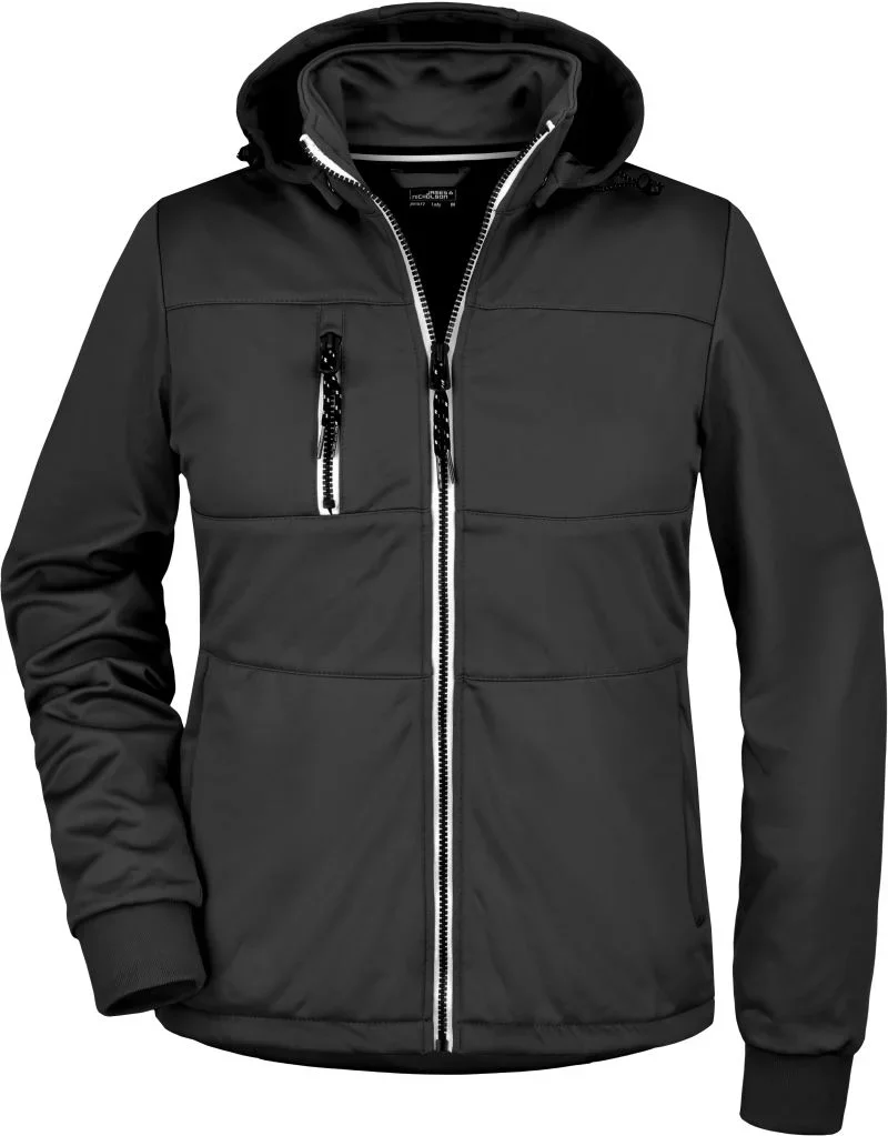 James & Nicholson JN 1077 – Damen 3-Lagen Softshell Jacke "Maritim" – Black/Black/White