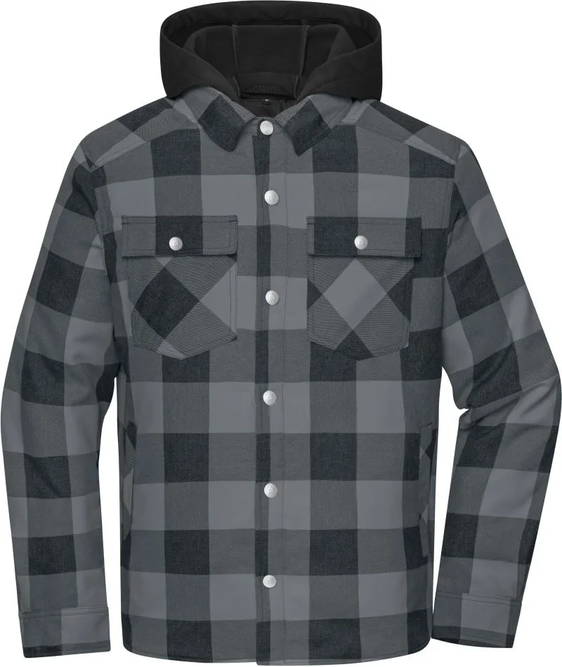 James & Nicholson JN 1872 – Wattierte Hemdjacke – Black/Metal Grey