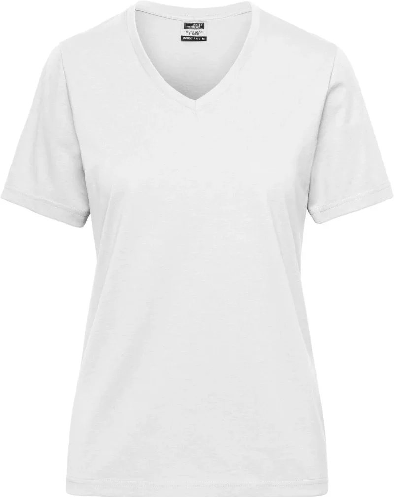 James & Nicholson JN 1807 – Damen Bio Workwear T-Shirt - Solid – White