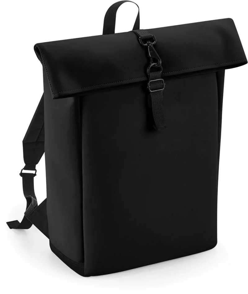 BagBase BG 335 – Matter PU Roll-Top Rucksack – Black