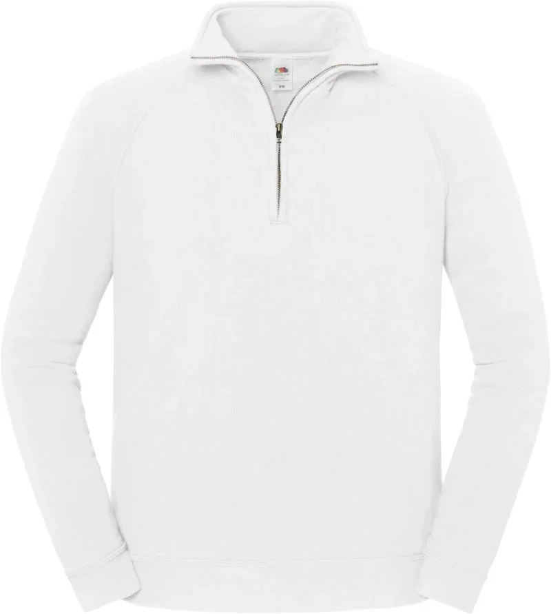 Fruit of the Loom Iconic Premium Zip Neck Sweat – Schwerer Sweater mit 1/4 Zip – White