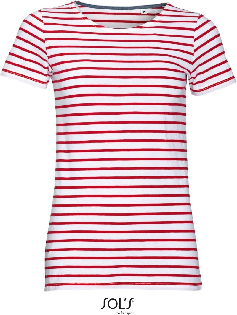 SOL's Collection Miles Women – Damen T-Shirt gestreift – White/Red