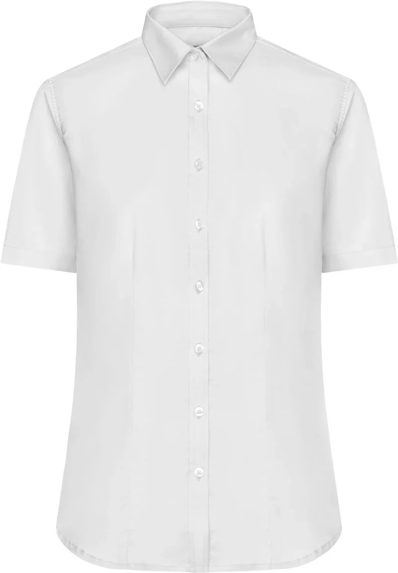 James & Nicholson JN 683 – Micro-Twill Bluse kurzarm – White
