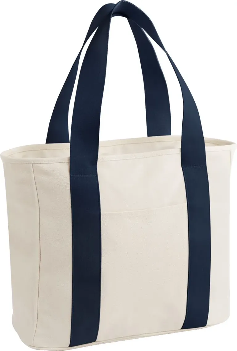 BagBase BG 675 – Canvas Tasche "Edit Tote" – Natural/Navy
