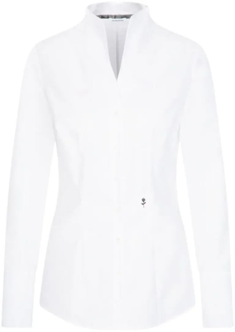 Seidensticker Chalice Blouse Slim LSL – Popeline Bluse mit Kelchkragen langarm – White