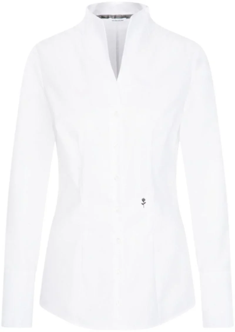 Seidensticker Chalice Blouse Slim LSL – Popeline Bluse mit Kelchkragen langarm – White