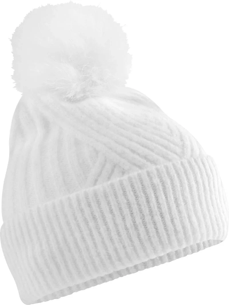 Beechfield B 529 – Strickmütze mit Pompon "Snow Luxe" – White