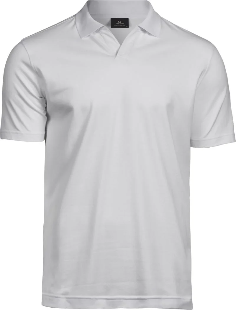 TEE JAYS TJ 1404 – Schweres Herren Luxus V-Neck Stretch Piqué Polo – White