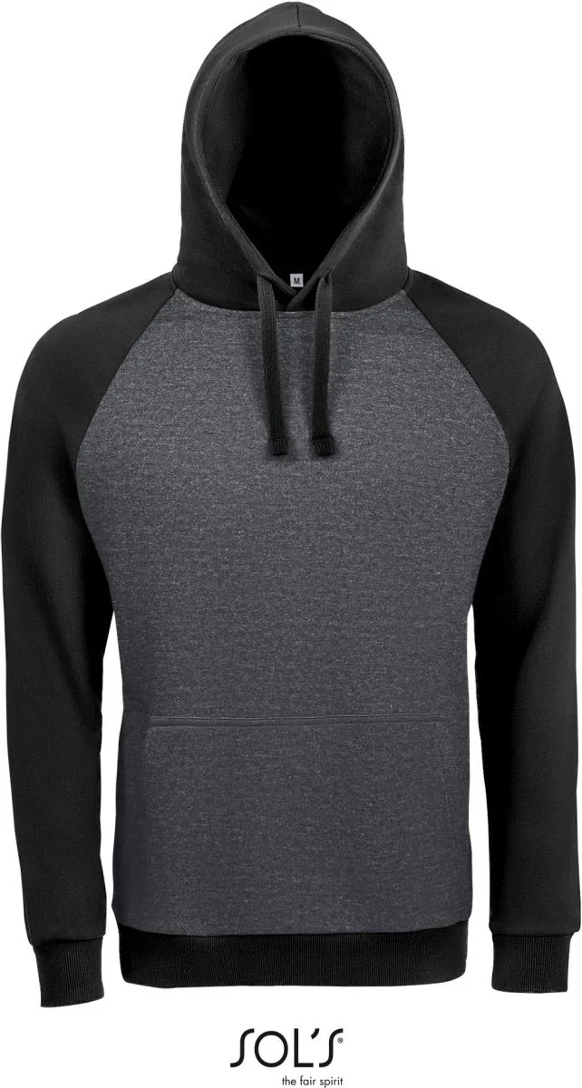 SOL's Collection Seattle – Unisex Raglan Kapuzen Sweater 2-farbig – Charcoal Melange/Black