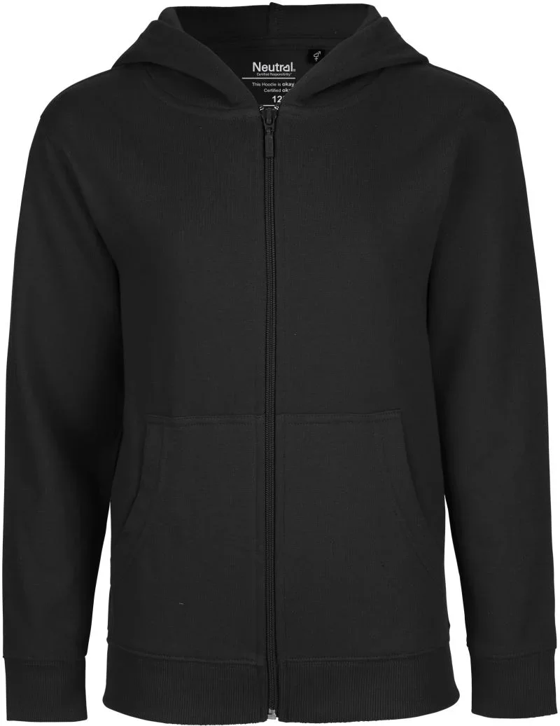 Neutral O 13301 – Kinder Bio Kapuzen Sweatjacke – Black