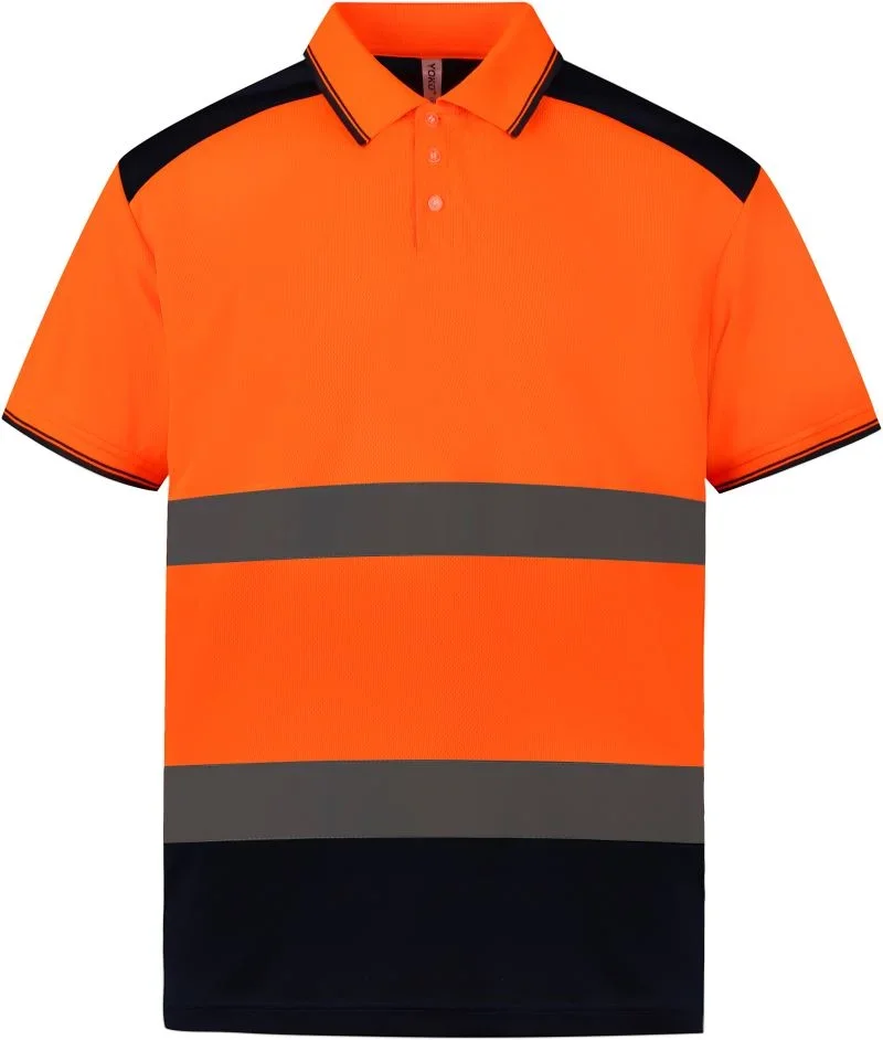 Yoko HVJ 220 – Hi-Vis Piqué Polo – Hi Vis Orange/Navy