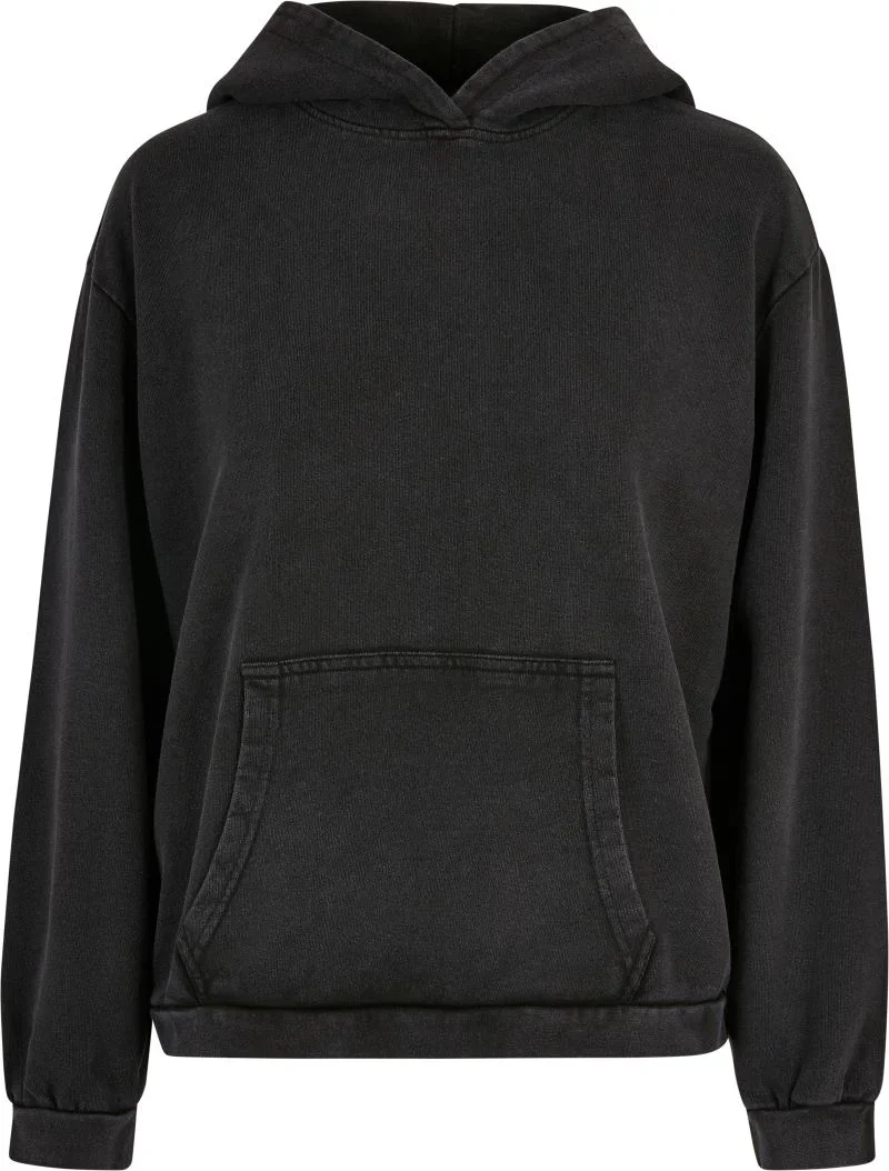 Build your Brand BY 194 – Damen Kapuzen Sweater "Acid Wash" – Black