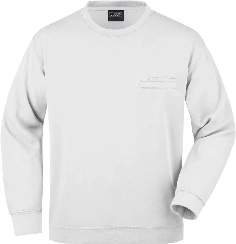 James & Nicholson JN 924 – Sweater mit Brusttasche – White