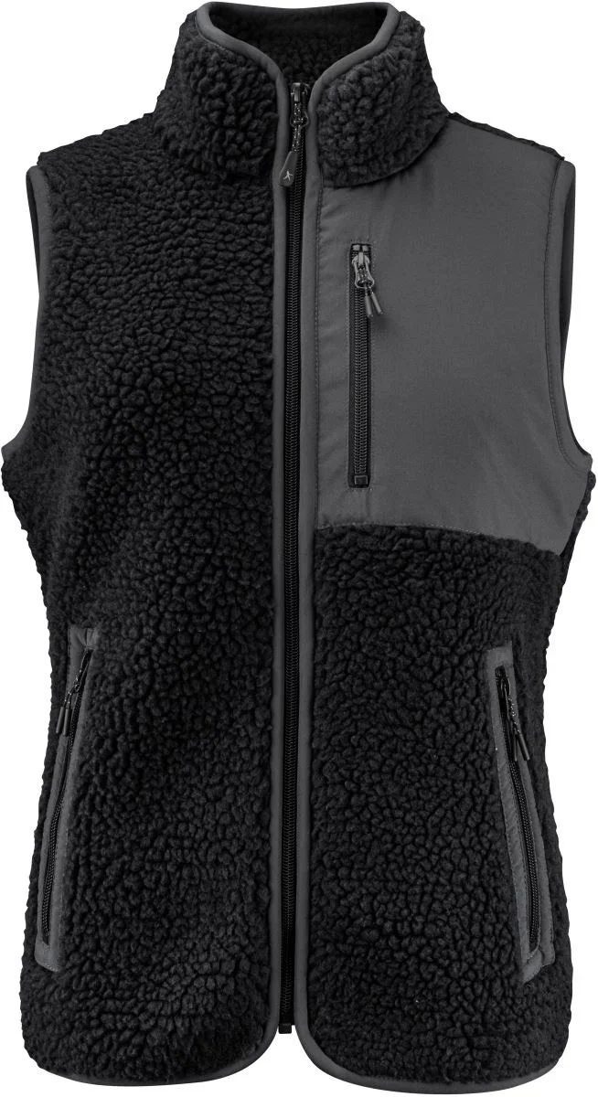 James Harvest Kingsley Fleece Vest Women – Damen Sherpa Fleece Weste "Two-Tone" – Black