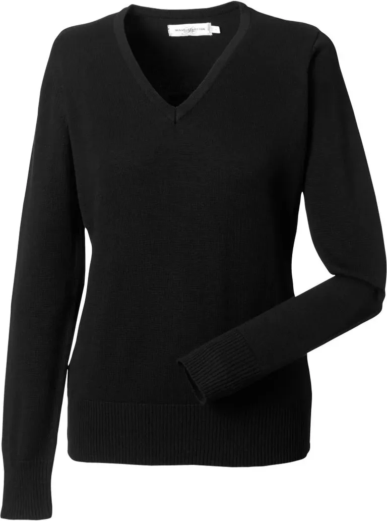 Russell Athletic 710F – Damen V-Ausschnitt Strickpullover – Black