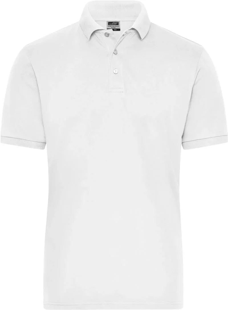 James & Nicholson JN 1806 – Herren Bio Workwear Stretch Polo - Solid – White