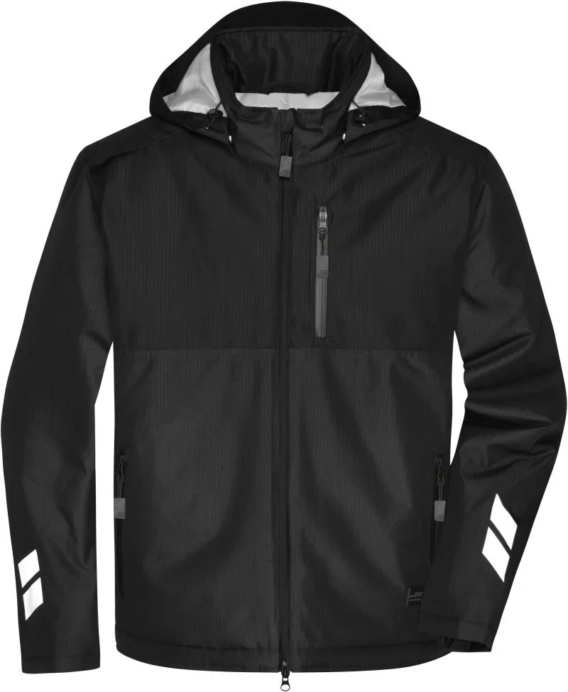 James & Nicholson JN 1815 – Workwear Hardshell Padded Jacke – Black/Black