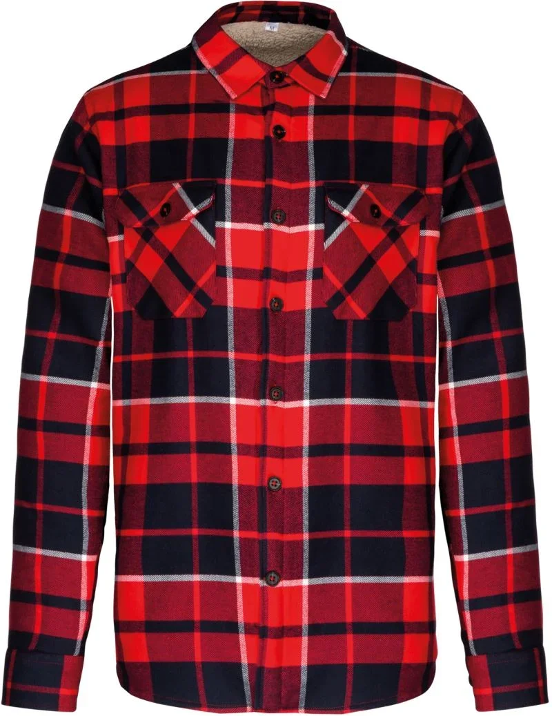 Kariban K 579 – Flanellhemd mit Sherpafleecefutter – Red/Navy