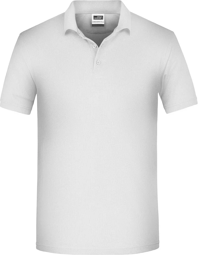 James & Nicholson JN 874 – Herren Bio Piqué Workwear Polo – White