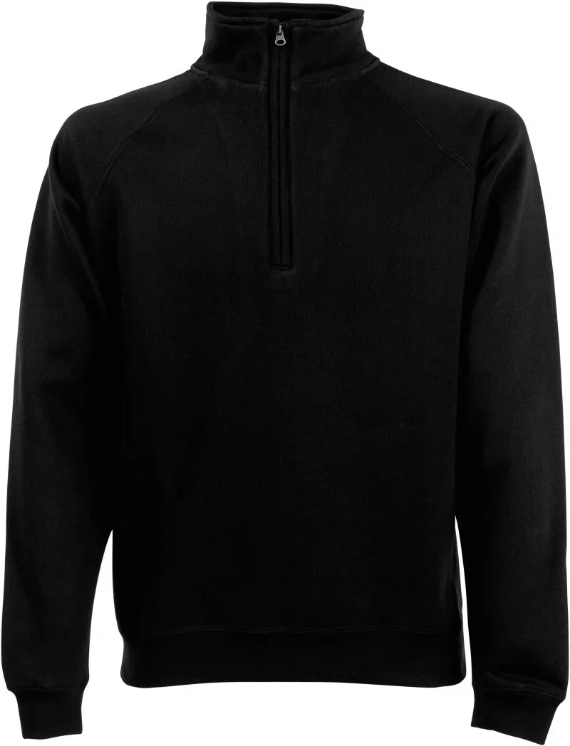 Fruit of the Loom Classic Zip-Neck Sweat – Sweater mit 1/4 Zip – Black
