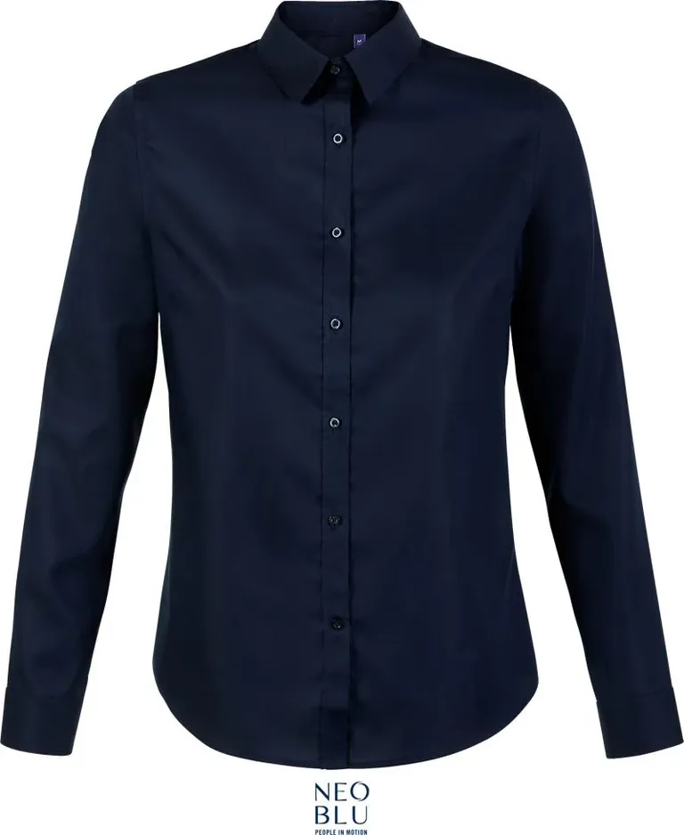 NEOBLU Blaise Women – Micro-Twill Bluse langarm – Night Blue