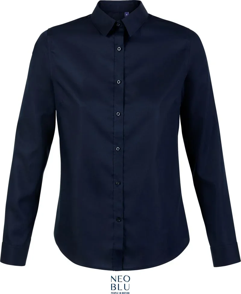 NEOBLU Blaise Women – Micro-Twill Bluse langarm – Night Blue