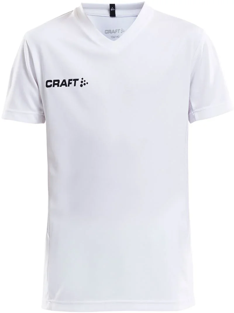 Craft Teamwear Squad Go Jersey Solid Jr – Kinder V-Ausschnitt Sport Shirt – White