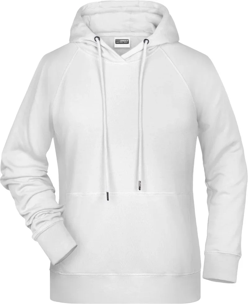 James & Nicholson 8023 – Damen Raglan Kapuzen Sweater – White