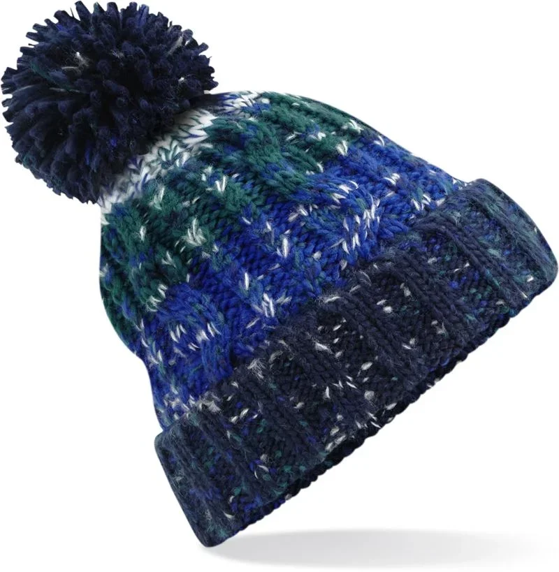 Beechfield B 486 – Strickmütze mit Pompon "Corkscrew" – Alpine Blues