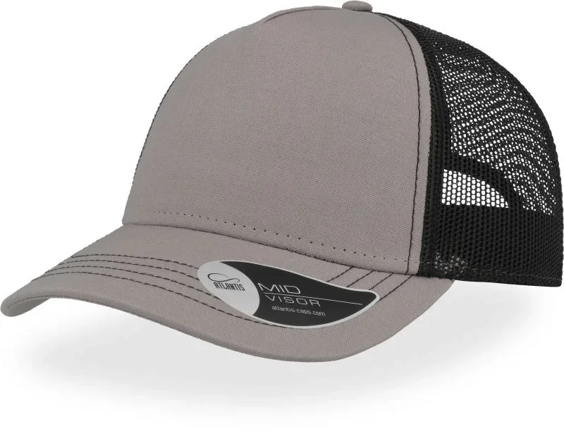 Atlantis Rapper Canvas – 5 Panel Mesh Kappe "Rapper Canvas" – Grey/Black