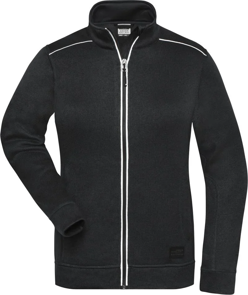 James & Nicholson JN 897 – Damen Workwear Strickfleece Jacke - Solid – Black/Black