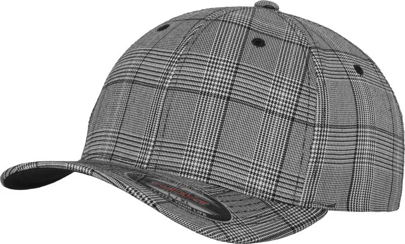 Flexfit 6196 – 6 Panel Flexfit Glen Check Kappe – Black/White