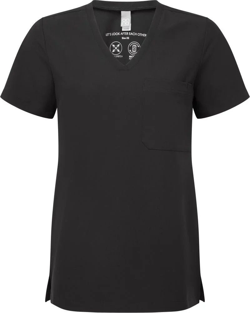 Premier NN 300 – Damen V-Ausschnitt Stretch Kasack – Black