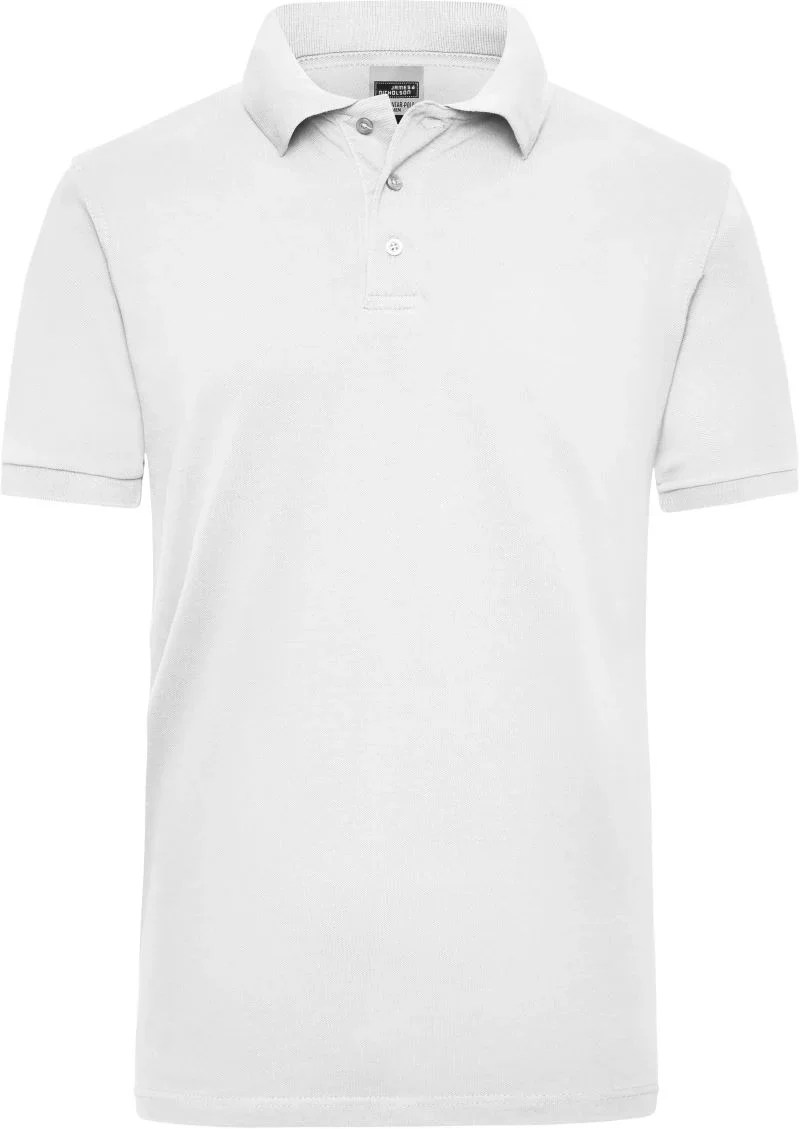 James & Nicholson JN 801 – Schweres Herren Workwear Piqué Polo – White