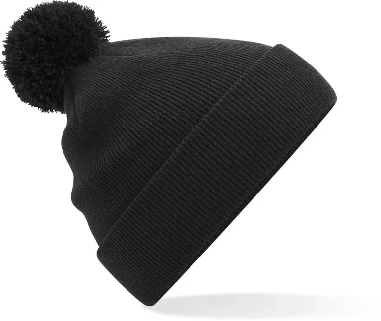 Beechfield B 426B – Kinder Strickmütze mit Pompon – Black