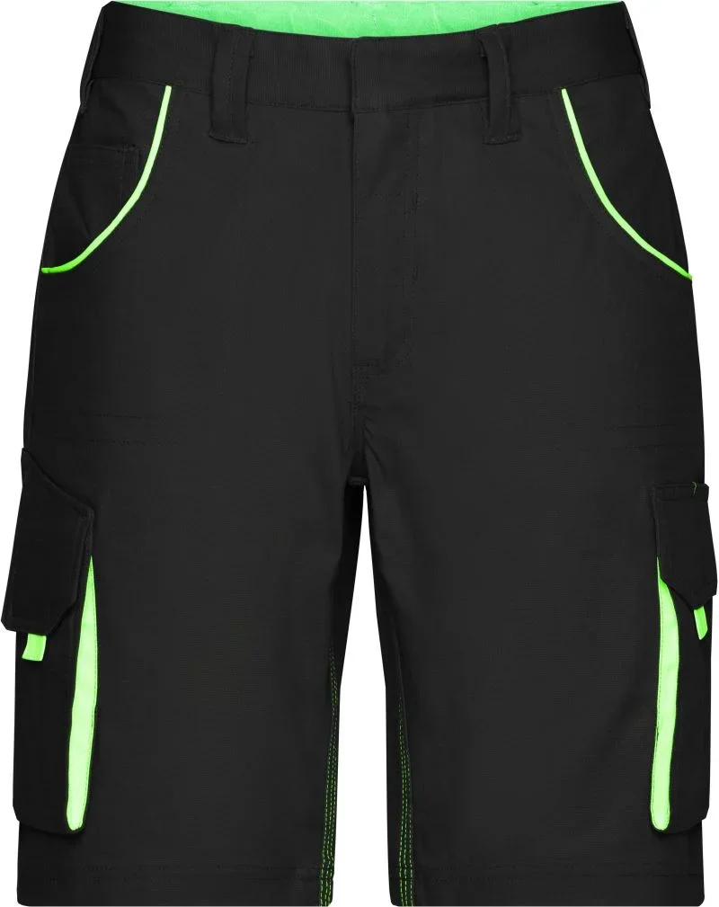 James & Nicholson JN 872 (62) – Workwear Bermuda - Color – Black/Lime Green