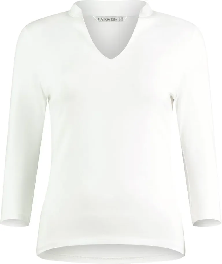 Kustom Kit KK 785 – Top mit Mandarinkragen 3/4 Arm – White