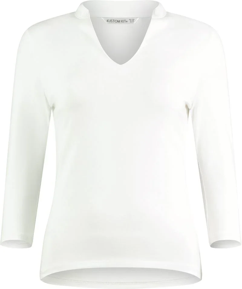 Kustom Kit KK 785 – Top mit Mandarinkragen 3/4 Arm – White