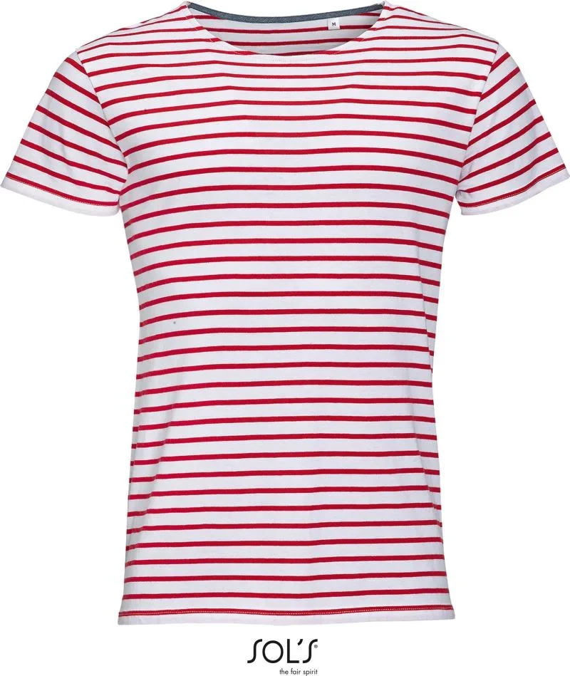 SOL's Collection Miles Men – Herren T-Shirt gestreift – White/Red