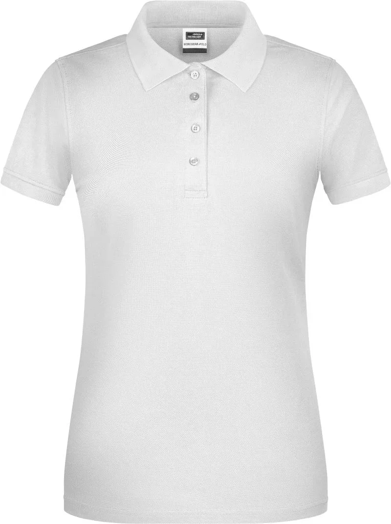 James & Nicholson JN 873 – Damen Bio Piqué Workwear Polo – White
