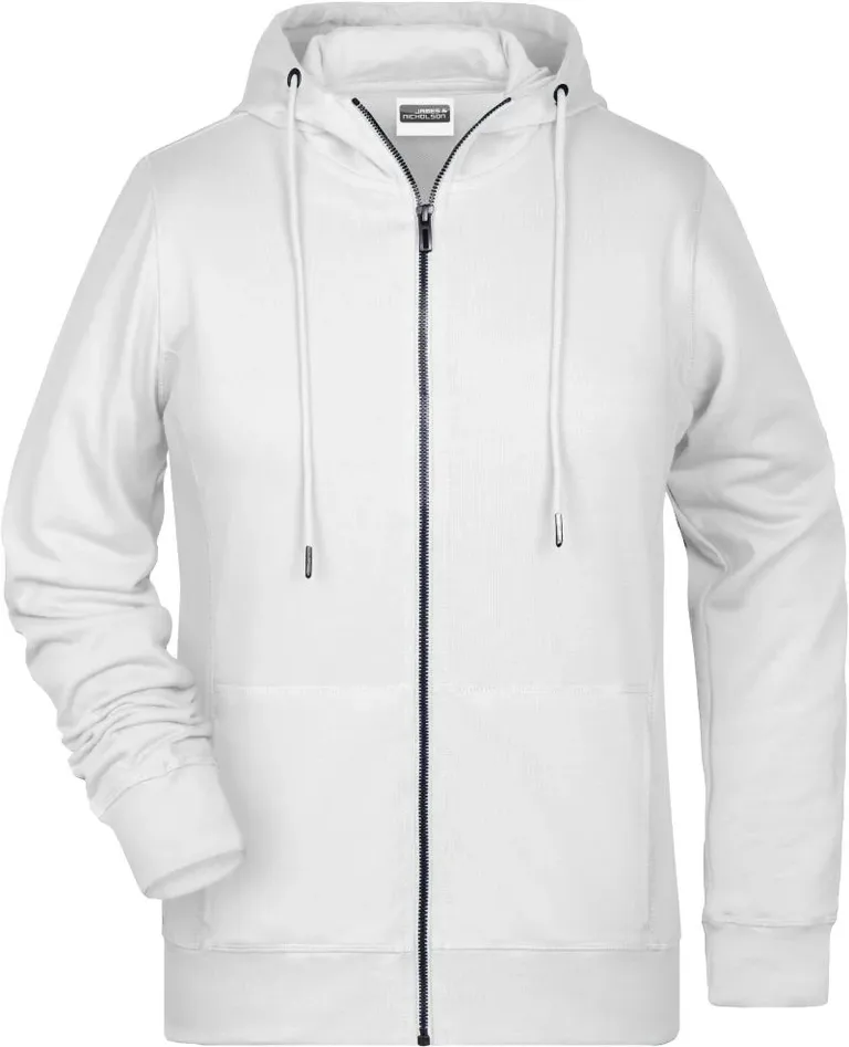 James & Nicholson 8025 – Damen Kapuzen Sweatjacke – White