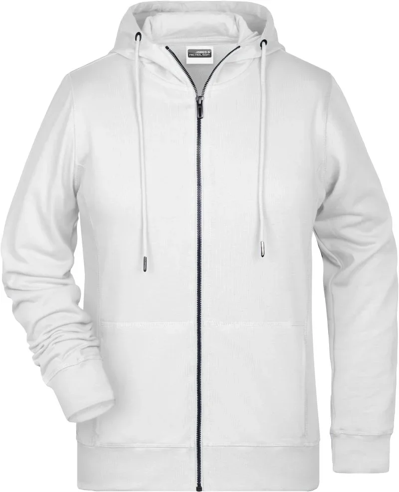 James & Nicholson 8025 – Damen Kapuzen Sweatjacke – White