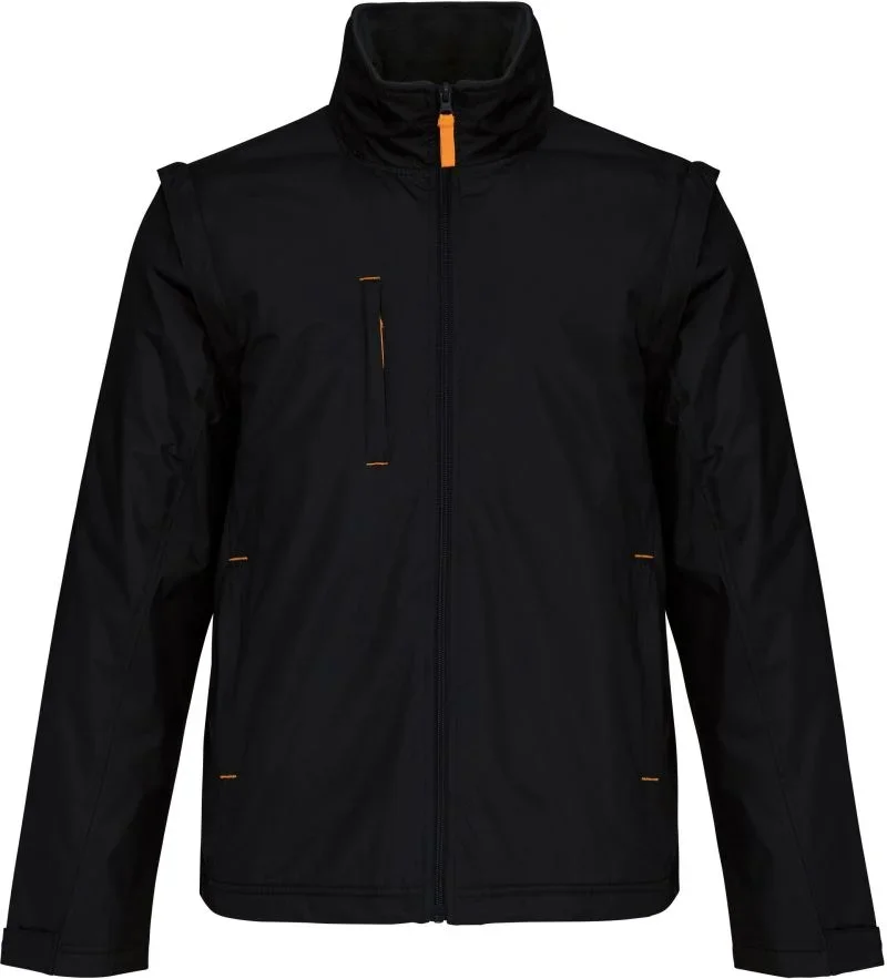 Kariban K 639 – 2-in-1 Jacke mit abnehmbaren Ärmeln – Black/Orange/Black