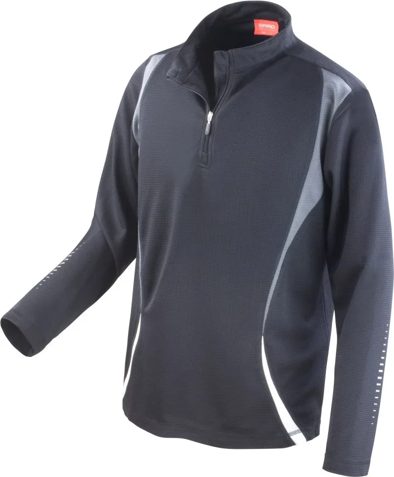 Spiro S 178X – Trainings Top mit "1/4" Zip langarm – Black/Grey/White