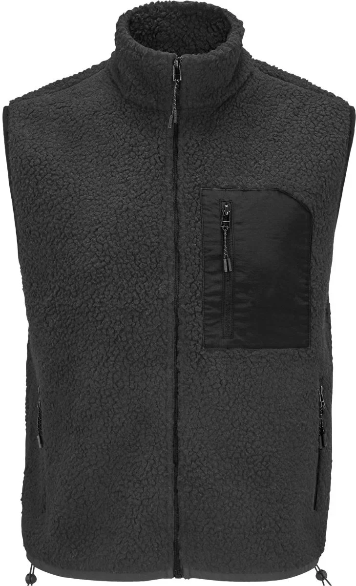 SOL's Collection Fury Bodywarmer – Sherpa Fleece Gilet – Carbon Grey/Black