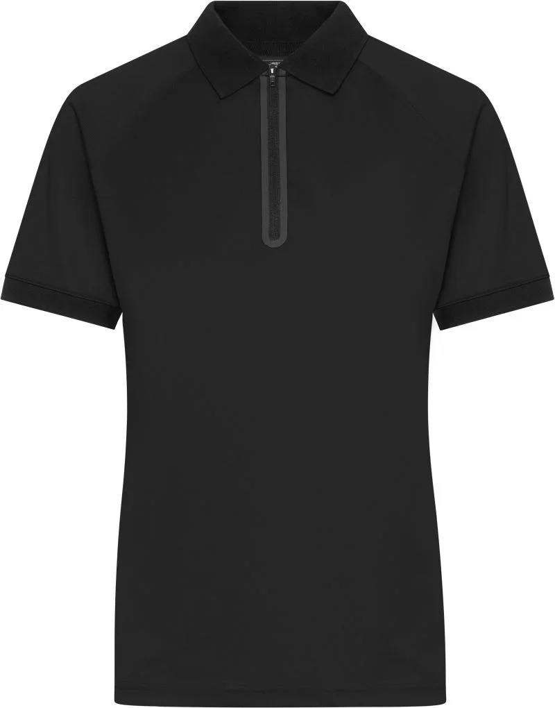 James & Nicholson JN 1307 – Damen Piqué Polo mit Zip – Black/Black
