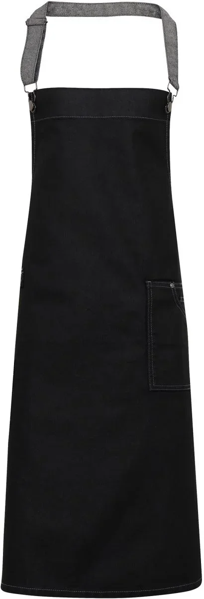 Premier PR 134 – Denim Latzschürze "District" – Black Denim