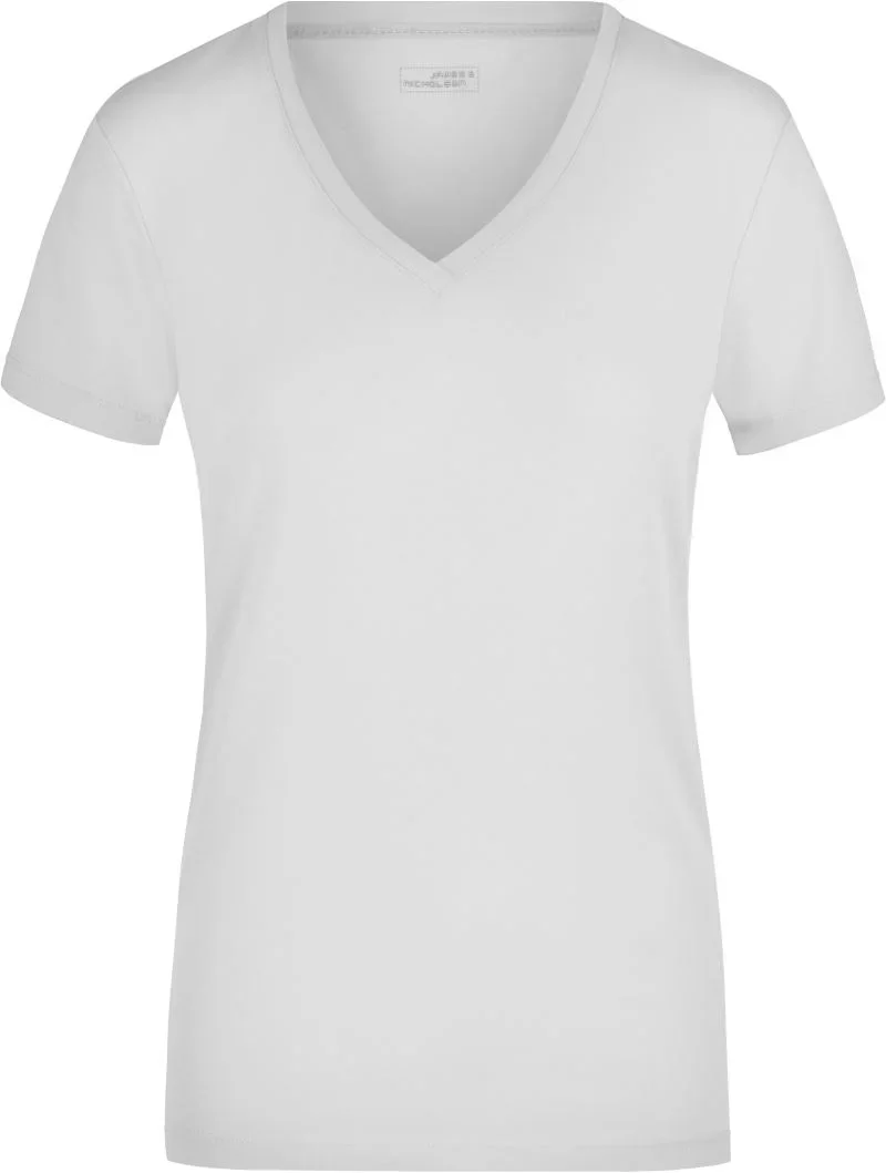 James & Nicholson JN 928 – Damen Stretch V-Ausschnitt T-Shirt – White